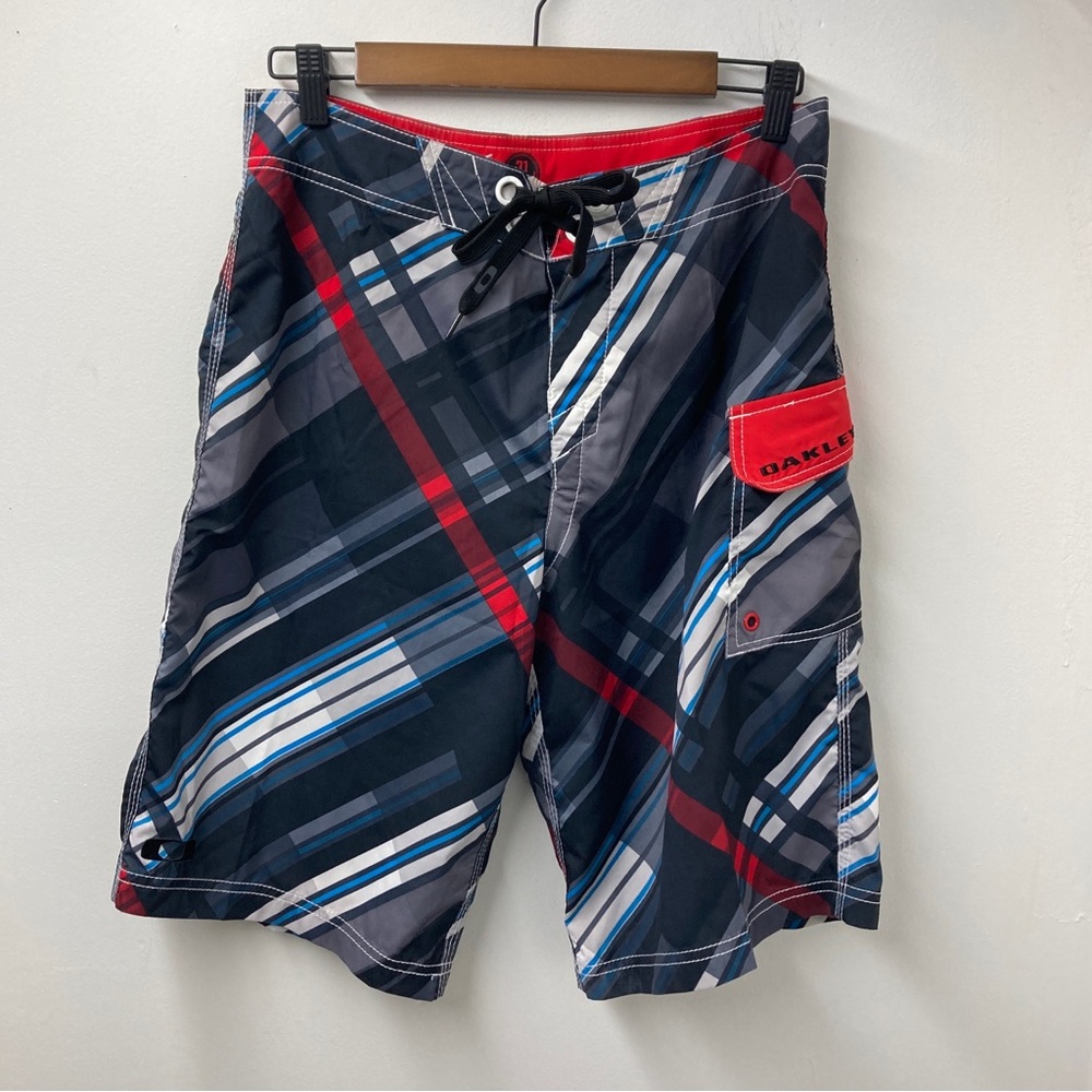 Oakley Board Shorts Red Black Swim Shorts Mens Size 31